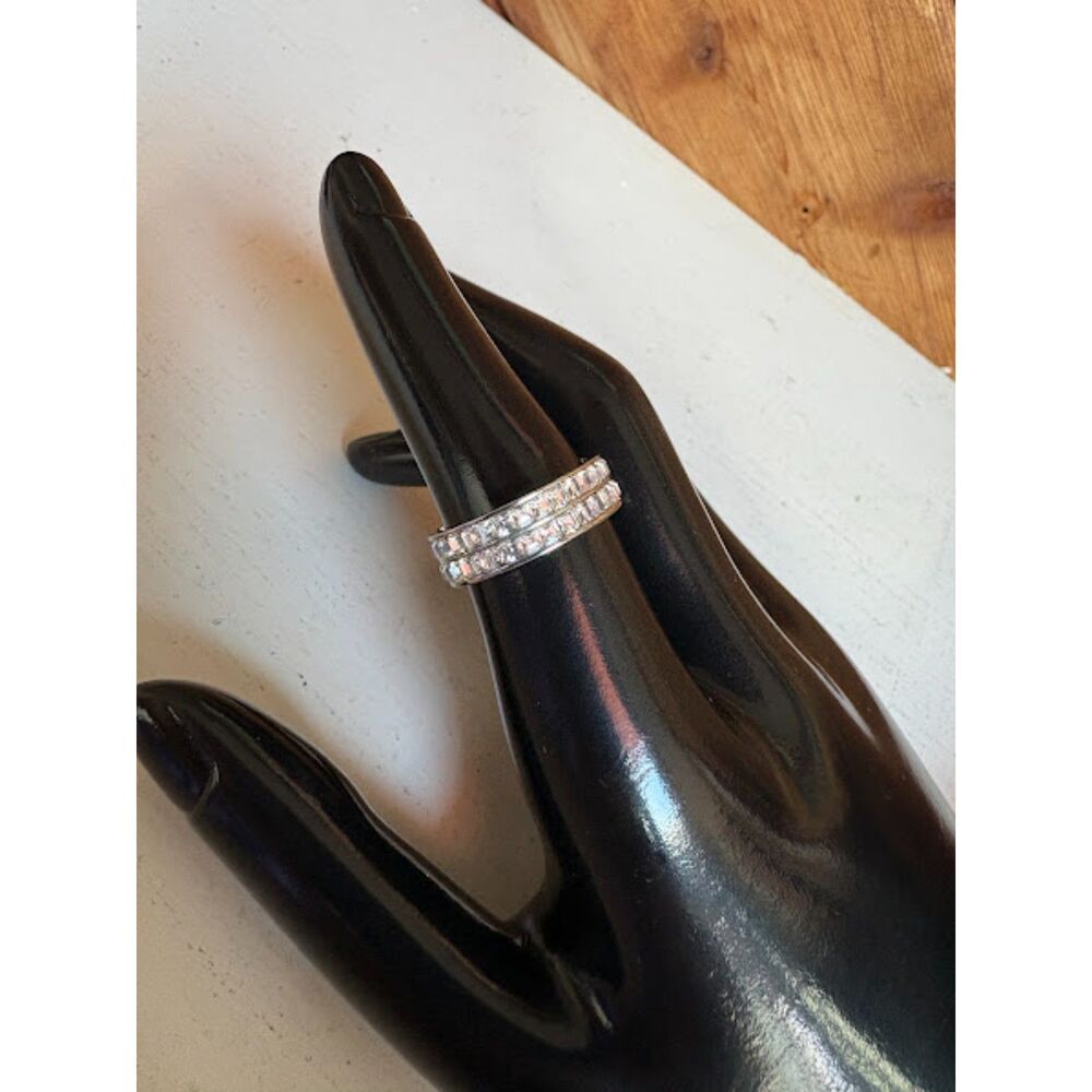 Titanium Steel Plating Inlay Synthetic Diamond Rings
